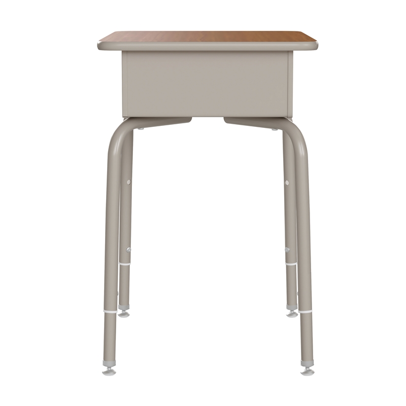 Walnut/Slvr Student Desk with Open Front Metal Book Box & Blk Flex Comfort Chair