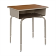 Walnut/Slvr Student Desk with Open Front Metal Book Box & Blk Flex Comfort Chair