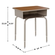 Walnut/Slvr Student Desk with Open Front Metal Book Box & Blk Flex Comfort Chair