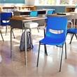 Walnut/Slvr Student Desk with Open Front Metal Book Box & Nvy Flex Comfort Chair
