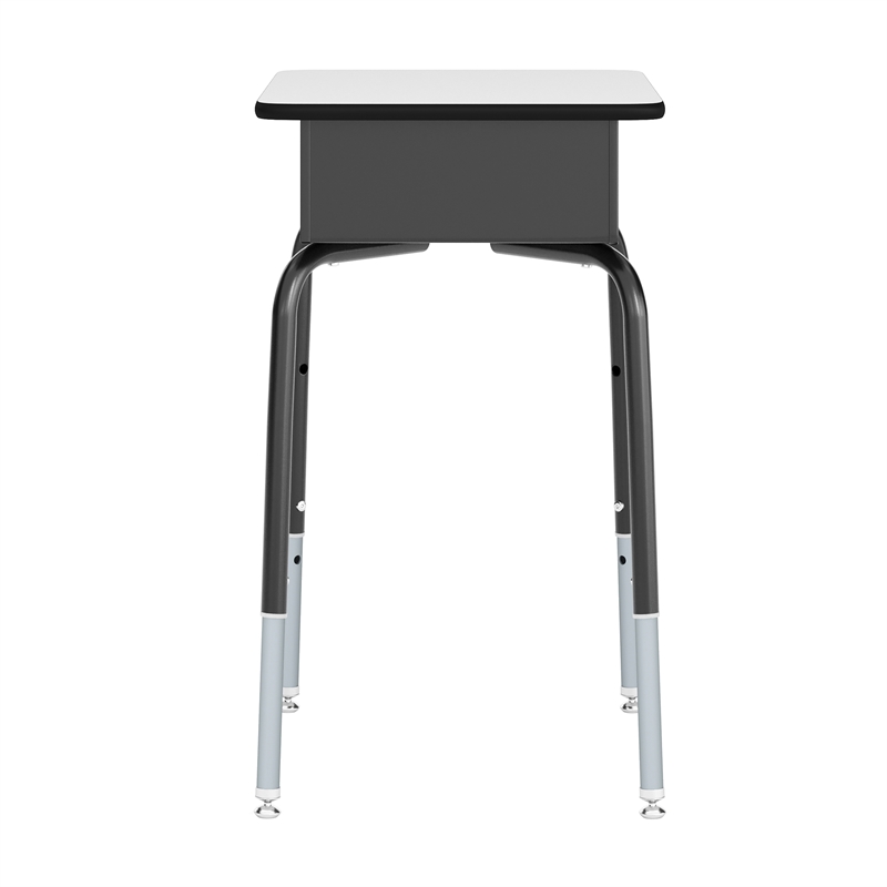 Gray/Black Student Desk with Open Front Metal Book Box & Navy Flex Comfort Chair