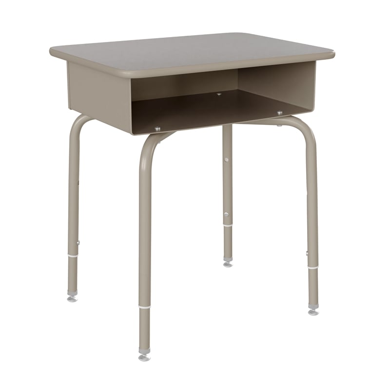 Gr Grnte/Svr Student Desk with Open Front Metal Book Box & Bk Flex Comfort Chair