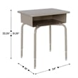 Gr Grnte/Svr Student Desk with Open Front Metal Book Box & Bk Flex Comfort Chair