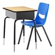 Natural/Blk Student Desk with Open Front Metal Book Box & Nvy Flex Comfort Chair