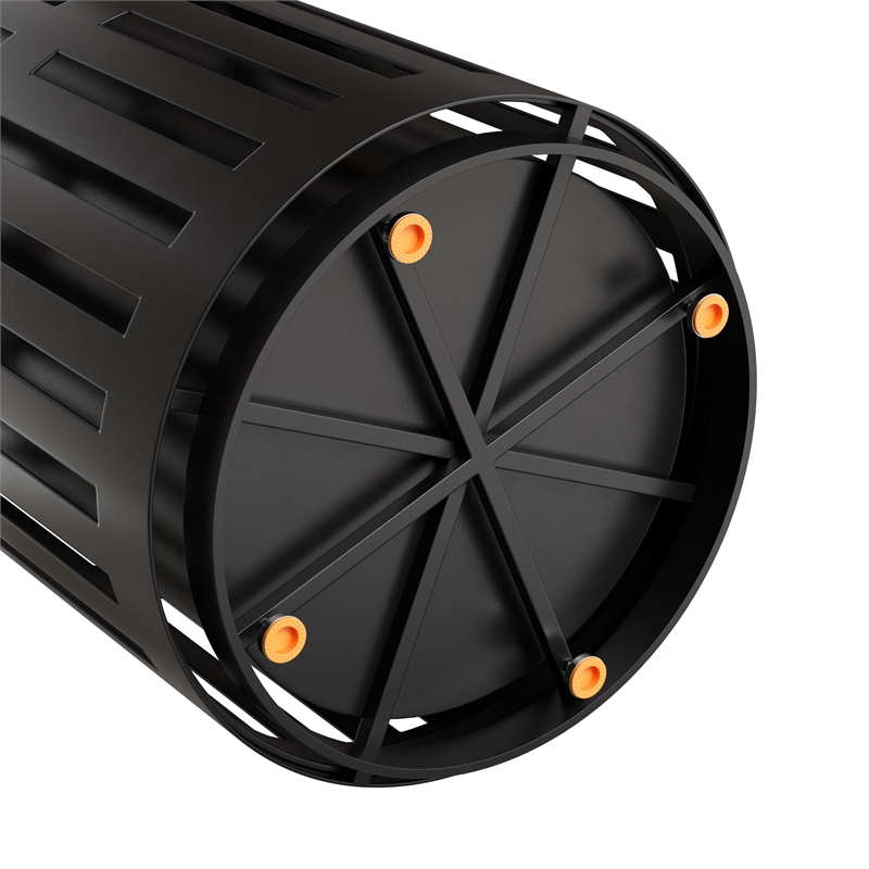 Commercial Outdoor Round Slatted Steel 37 Gallon Trash Can with Inner Bin in Blk