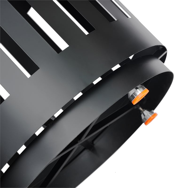 Commercial Outdoor Round Slatted Steel 37 Gallon Trash Can with Inner Bin in Blk