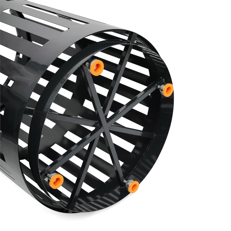 Commercial Outdoor Round Slatted Steel 37 Gallon Trash Can with Inner Bin in Blk