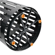 Commercial Outdoor Round Slatted Steel 37 Gallon Trash Can with Inner Bin in Blk