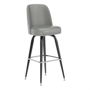 Metal Bar Stool with Swivel Vinyl Bucket Seat and Footrest in Gray