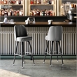 Metal Bar Stool with Swivel Vinyl Bucket Seat and Footrest in Gray