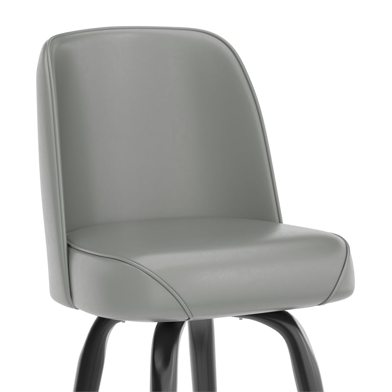 Metal Bar Stool with Swivel Vinyl Bucket Seat and Footrest in Gray