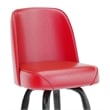 Metal Bar Stool with Swivel Vinyl Bucket Seat and Footrest in Red