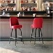 Metal Bar Stool with Swivel Vinyl Bucket Seat and Footrest in Red