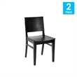 2 Pack Commercial Solid Wood Dining Chair with Curved Backrest in Black