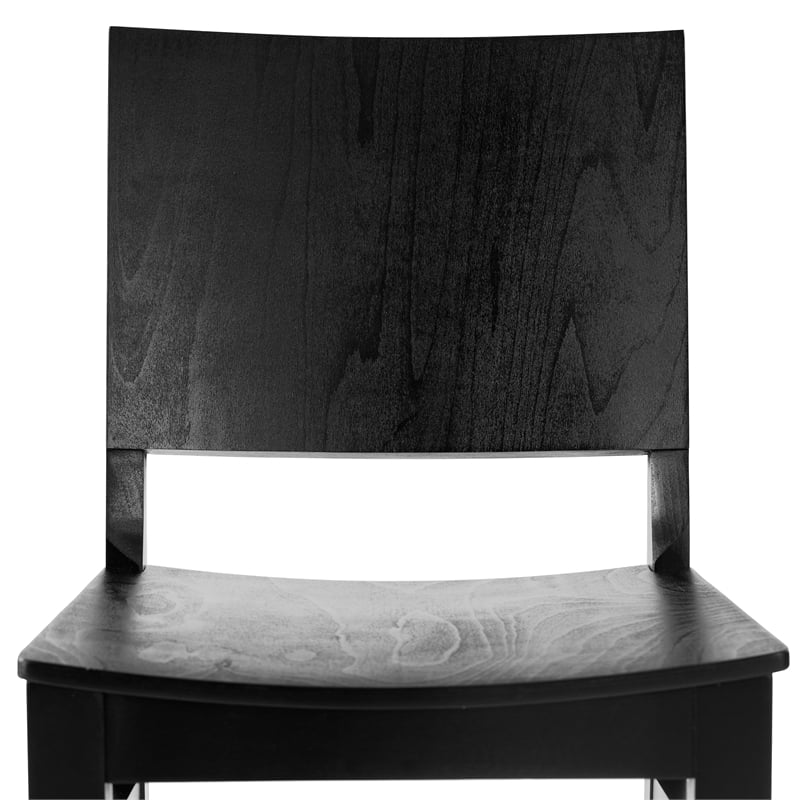 2 Pack Commercial Solid Wood Dining Chair with Curved Backrest in Black