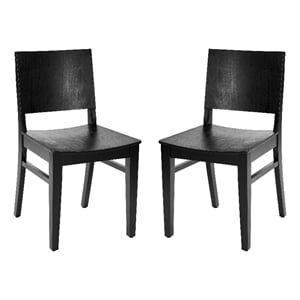 2 Pack Commercial Solid Wood Dining Chair with Curved Backrest in Black