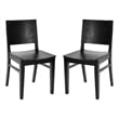 2 Pack Commercial Solid Wood Dining Chair with Curved Backrest in Black