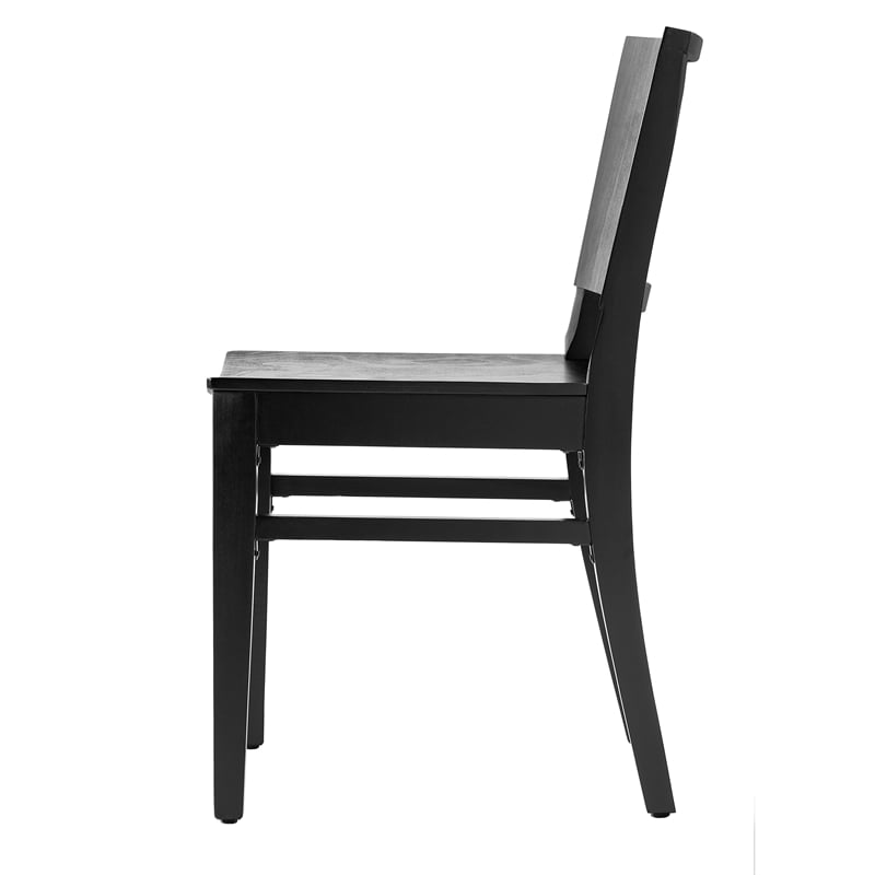 2 Pack Commercial Solid Wood Dining Chair with Curved Backrest in Black