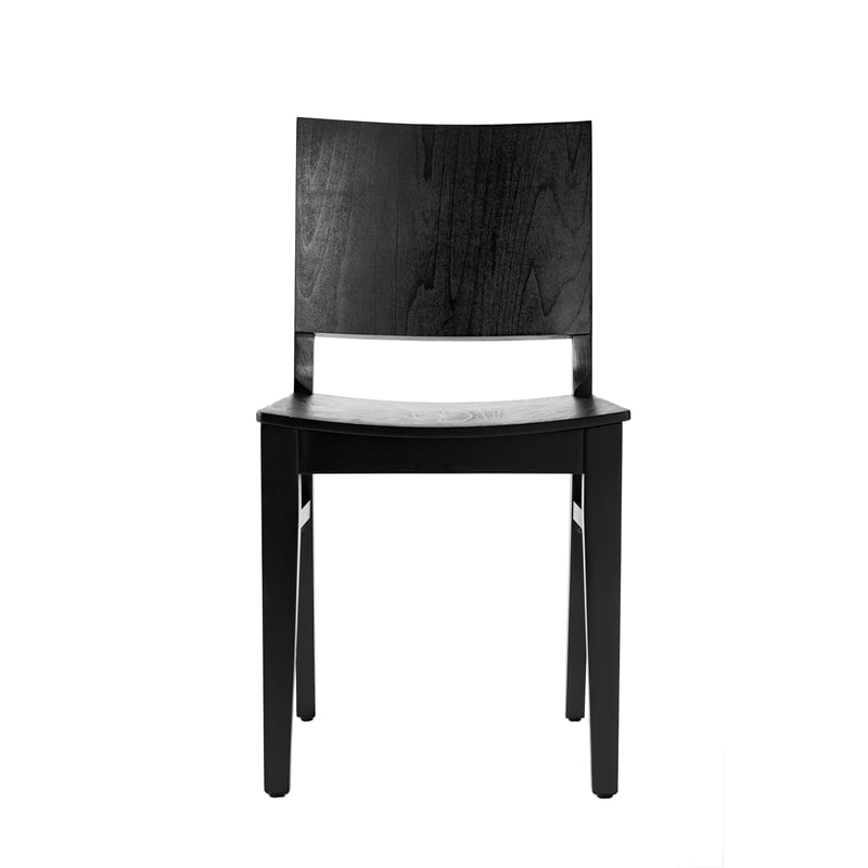 2 Pack Commercial Solid Wood Dining Chair with Curved Backrest in Black
