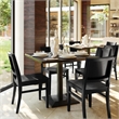 2 Pack Commercial Solid Wood Dining Chair with Curved Backrest in Black