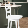 Commercial Wooden Swivel Counter Height Stool in Antique White Wash