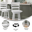 Commercial Wooden Swivel Counter Height Stool in Antique White Wash