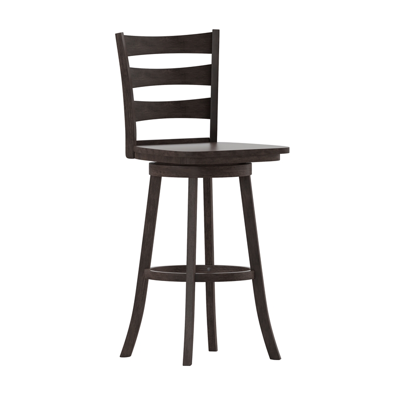 Flash Furniture Commercial Wooden Swivel Bar Height Stool in Gray Wash Walnut