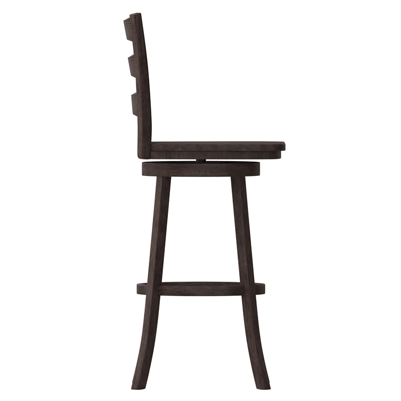 Flash Furniture Commercial Wooden Swivel Bar Height Stool in Gray Wash Walnut