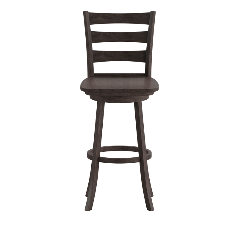 Flash Furniture Commercial Wooden Swivel Bar Height Stool in Gray Wash Walnut