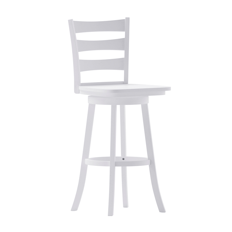 Commercial Wooden Swivel Bar Height Stool in Antique White Wash