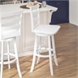 Commercial Wooden Swivel Bar Height Stool in Antique White Wash