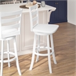 Commercial Wooden Swivel Bar Height Stool in Antique White Wash