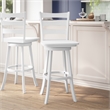 Commercial Wooden Swivel Bar Height Stool in Antique White Wash
