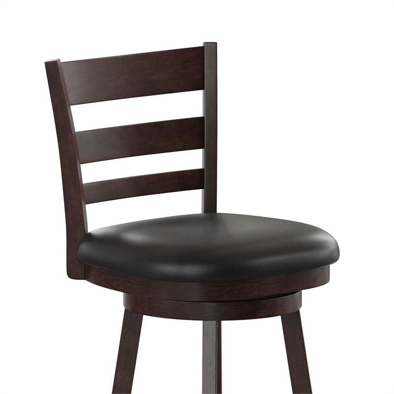 Commercial Wooden Swivel Counter Stools - Espresso/Black LeatherSoft