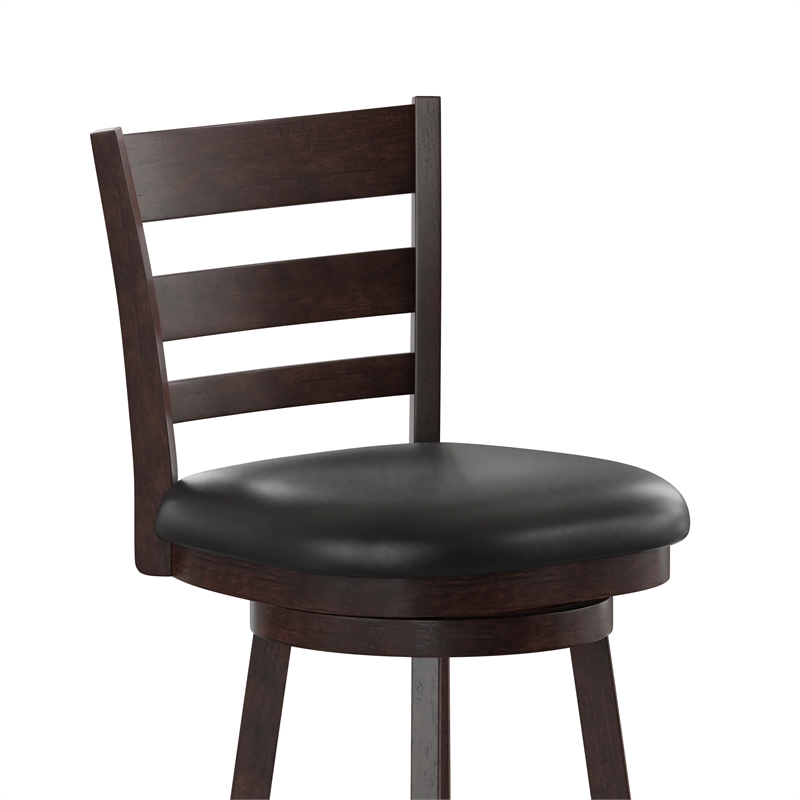 Commercial Wooden Swivel Bar Stools - Espresso/Black LeatherSoft