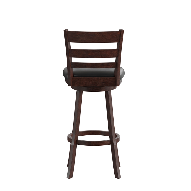 Commercial Wooden Swivel Bar Stools - Espresso/Black LeatherSoft