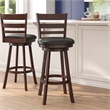 Commercial Wooden Swivel Bar Stools - Espresso/Black LeatherSoft