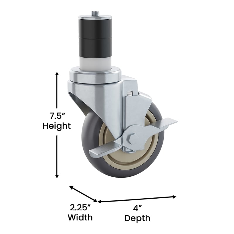 Set of 4 Commercial Heavy Duty Casters with 2 Swivel Casters 2 Locking Casters