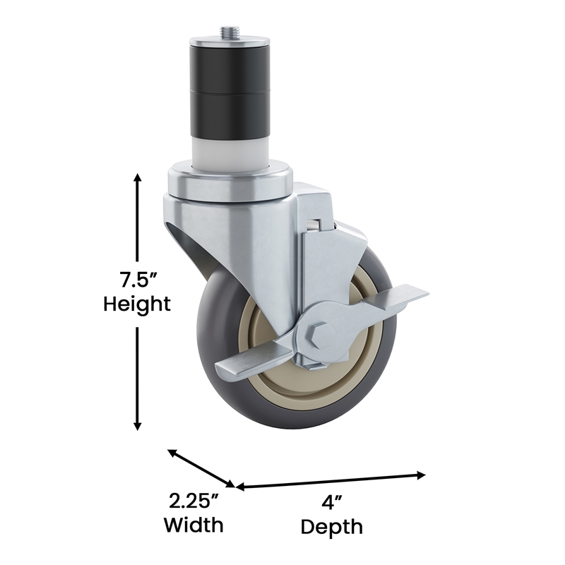 Set of 4 Commercial Heavy Duty Casters with 2 Swivel Casters 2 Locking Casters