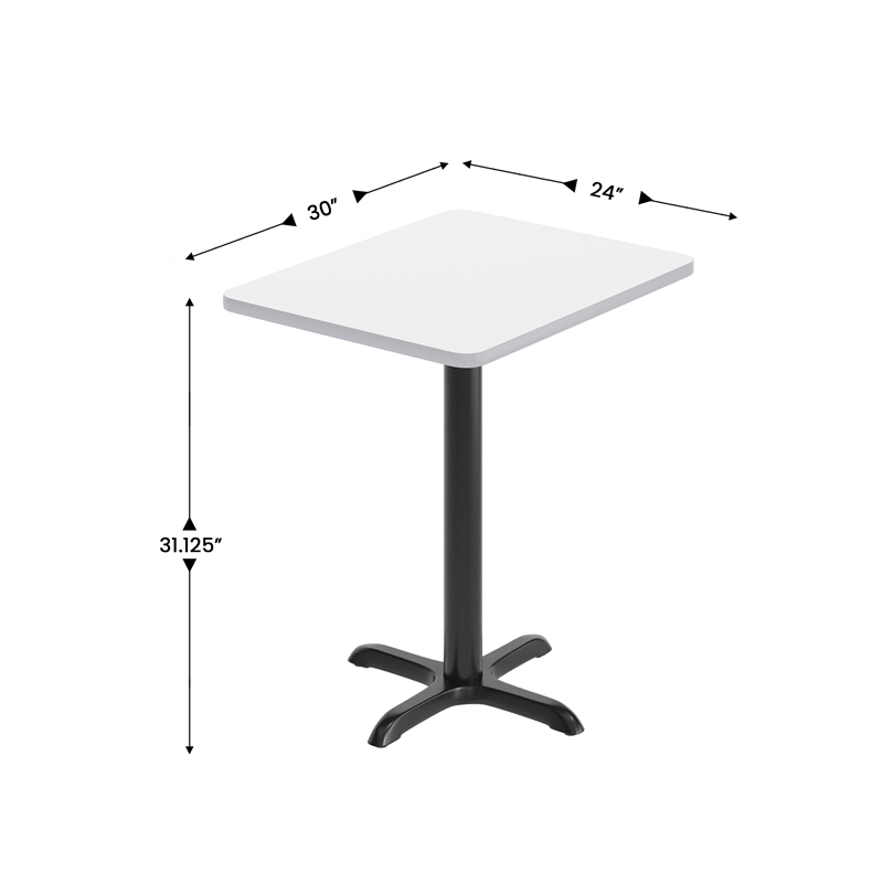 Commercial White Rectangular Dining Table Top with Black 