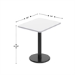 Commercial White Rectangular Dining Table Top with Black Round Base 24