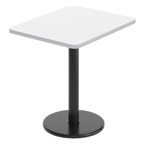 Commercial White Rectangular Dining Table Top with Black Round Base 24&quot x 30&quot