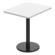 Commercial White Rectangular Dining Table Top with Black Round Base 24