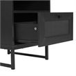 Mid-Century Modern Side Table with Storage Drawer and Shelf in Black