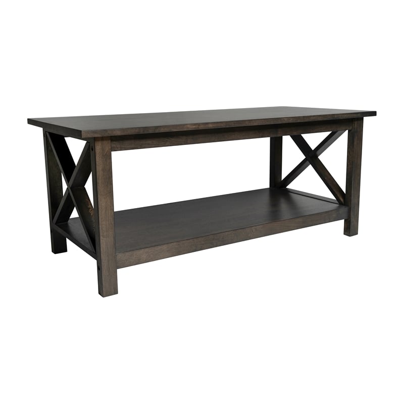 Flash Furniture Solid Wood Traditional Farmhouse Coffee Table in Dark Gray
