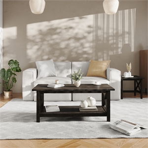 Flash Furniture Solid Wood Traditional Farmhouse Coffee Table in Dark Gray