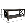 Flash Furniture Solid Wood Traditional Farmhouse Coffee Table in Dark Gray