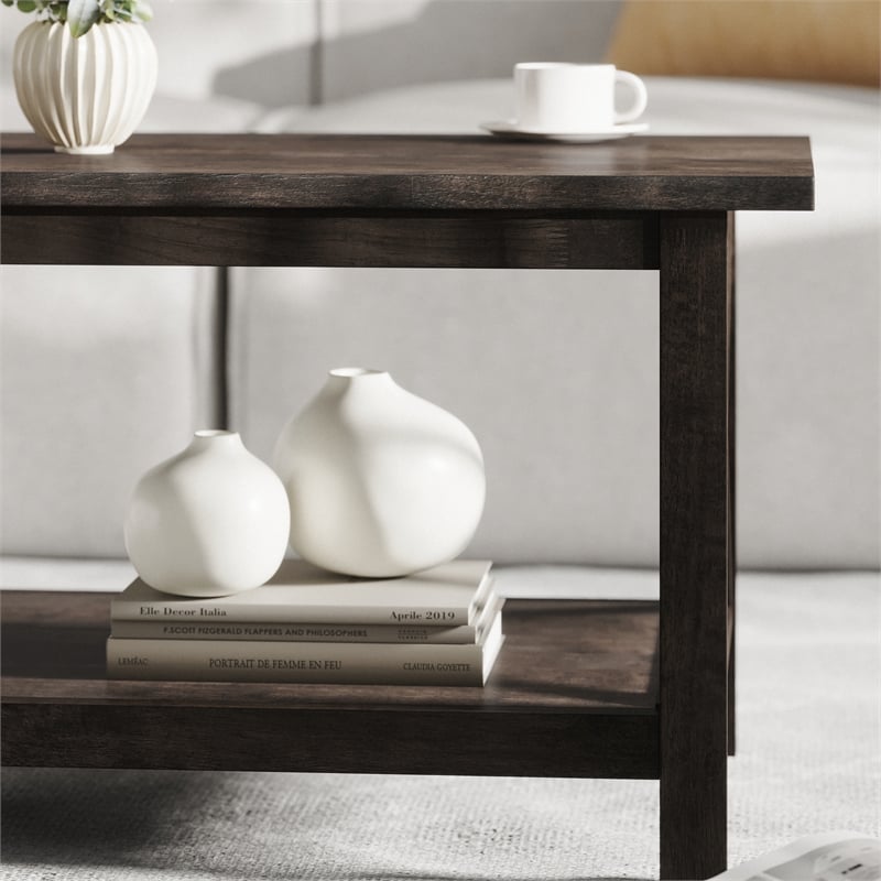 Flash Furniture Solid Wood Traditional Farmhouse Coffee Table in Dark Gray