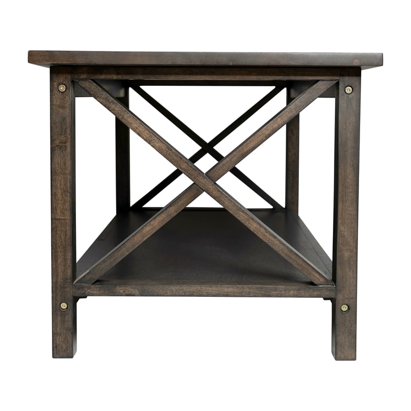 Flash Furniture Solid Wood Traditional Farmhouse Coffee Table in Dark Gray