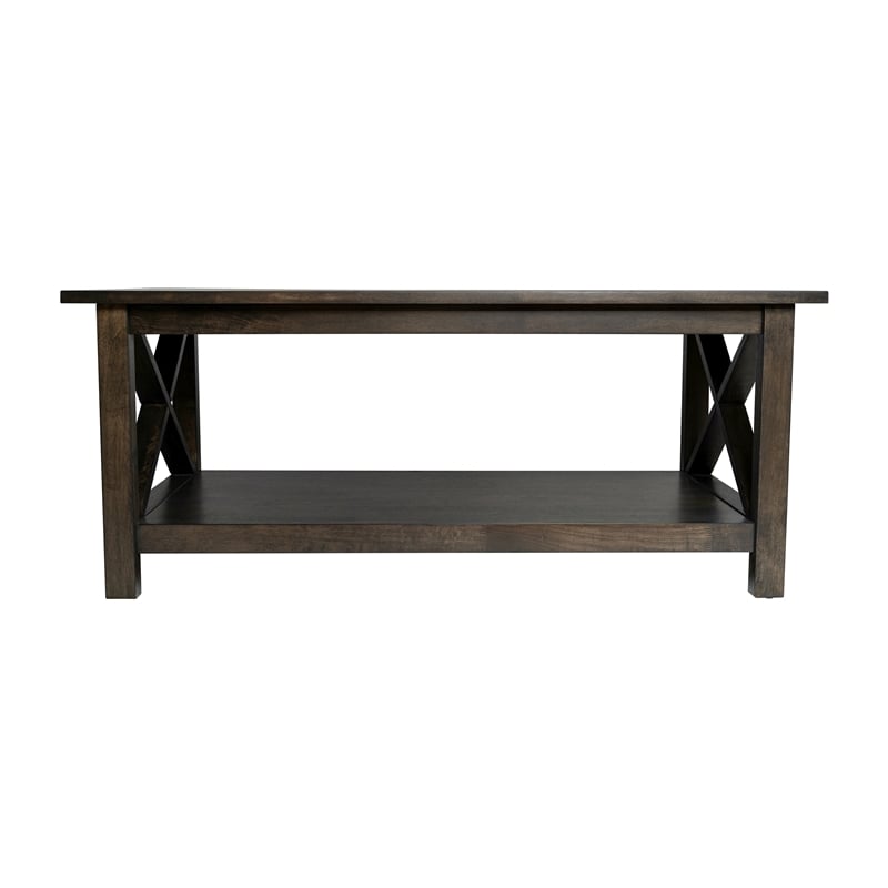 Flash Furniture Solid Wood Traditional Farmhouse Coffee Table in Dark Gray
